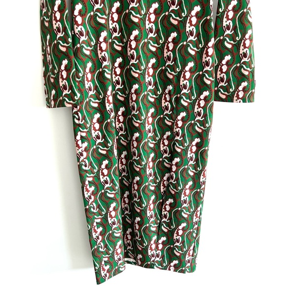 ZARA Floral Green Multicolor Print Front Slit Long Sleeves Midi Dress Sz L - Picture 7 of 16